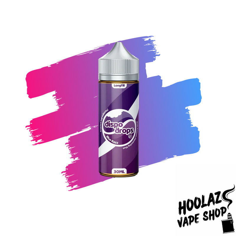 blue razz. Dispo Drops longfill - Blue Razz Flovour Shot (120ml)